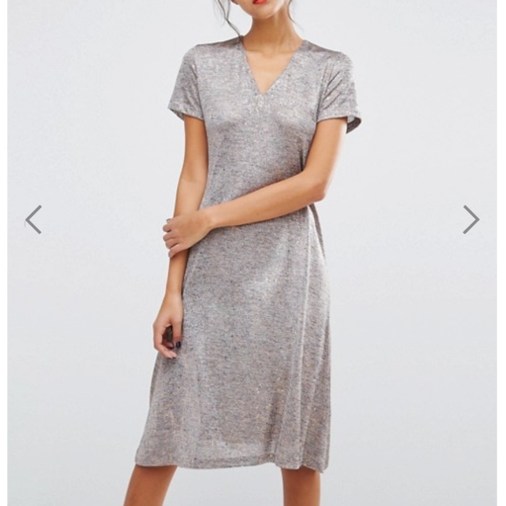 Paul Smith | Silver/Metallic Gold V-Neck Dress 40